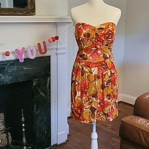 ADORABLE Heavy Linen Pleated Strapless Almost-Bubble Party Dress